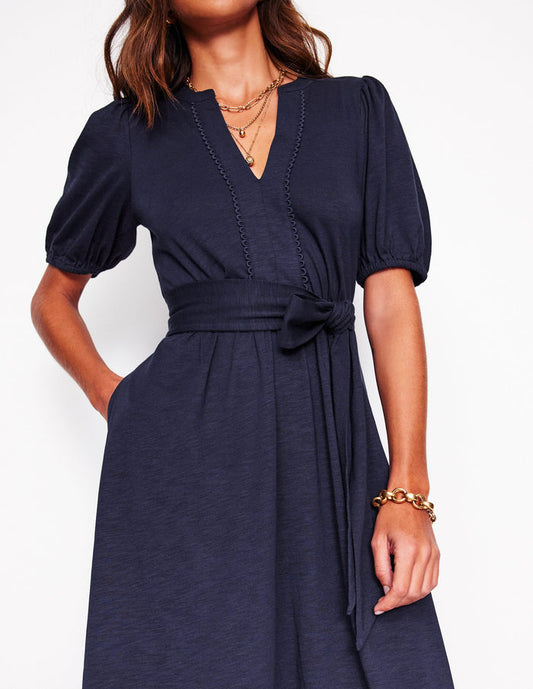 Sofia Trim Jersey Midi Dress Navy