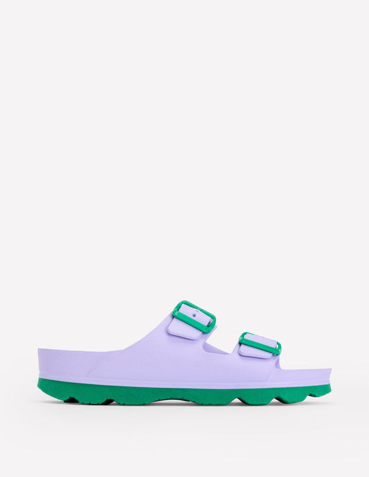 Lyla Double Buckle Sliders Lavender Purple