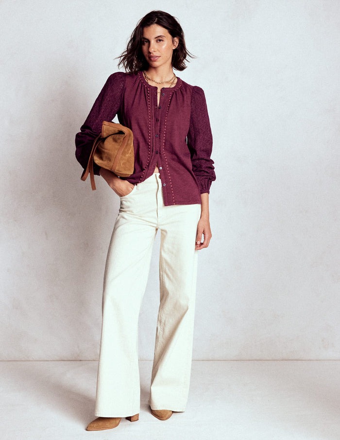 Eden Broderie Jersey Shirt Deep Wisteria