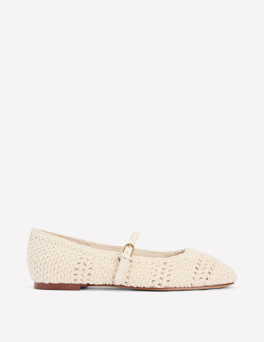 Crochet Mary Jane Flats Ecru