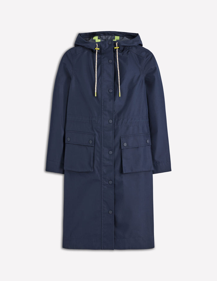 Longline Rain Mac Navy Colourblock