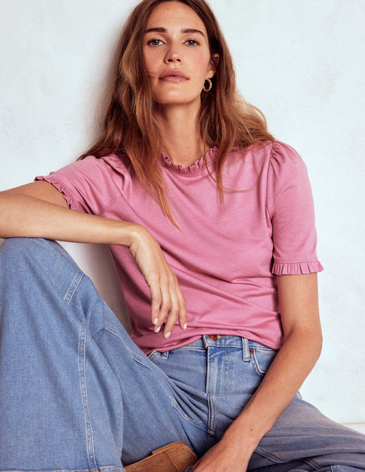Supersoft Frill Detail T-shirt Formica Pink