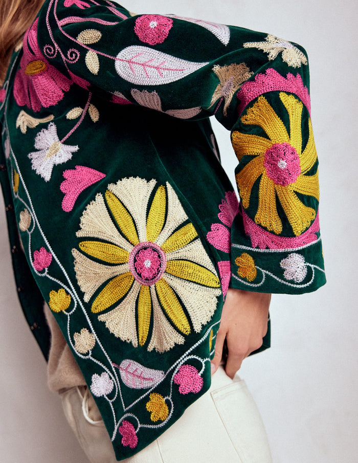 Embroidered Souvenir Jacket Emerald Night Embroidery