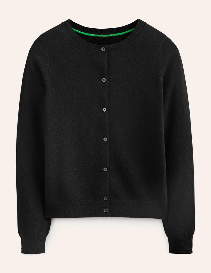 Eva Cashmere Crew Cardigan Black