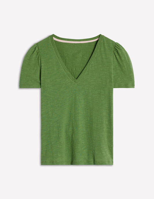Short Sleeve V Neck T-shirt Safari Green
