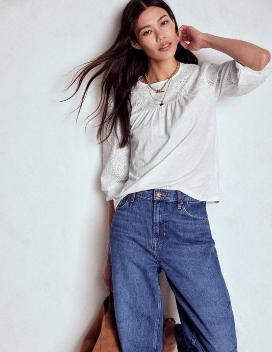 May Broderie Top White