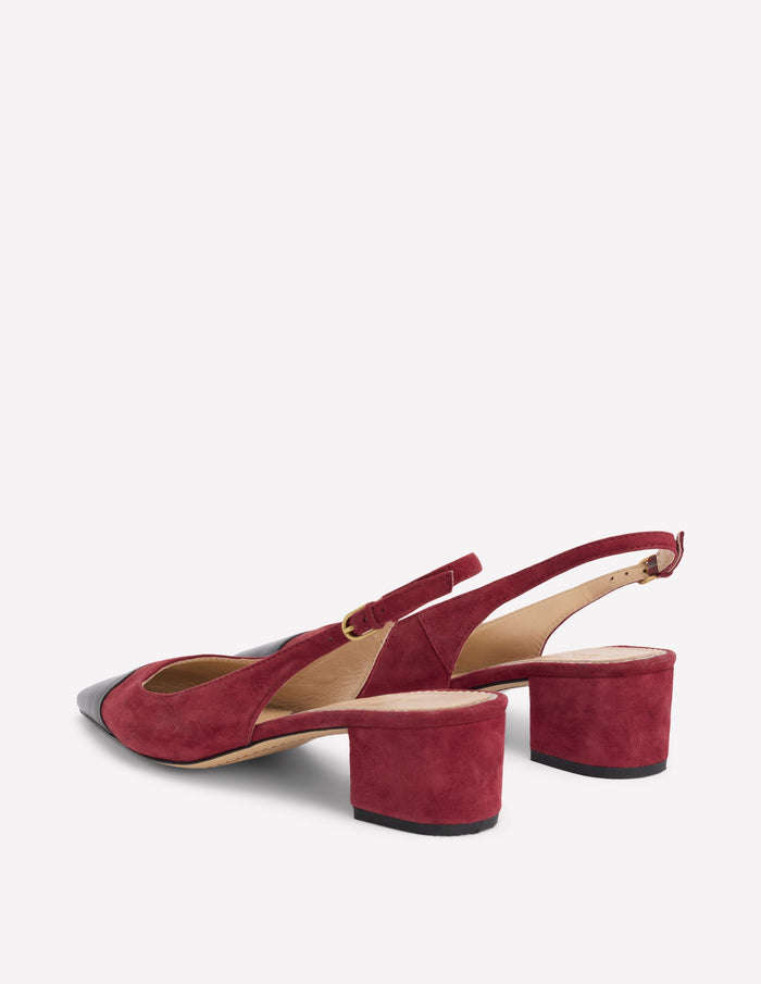 Ailsa Block Heel Slingbacks Oxblood