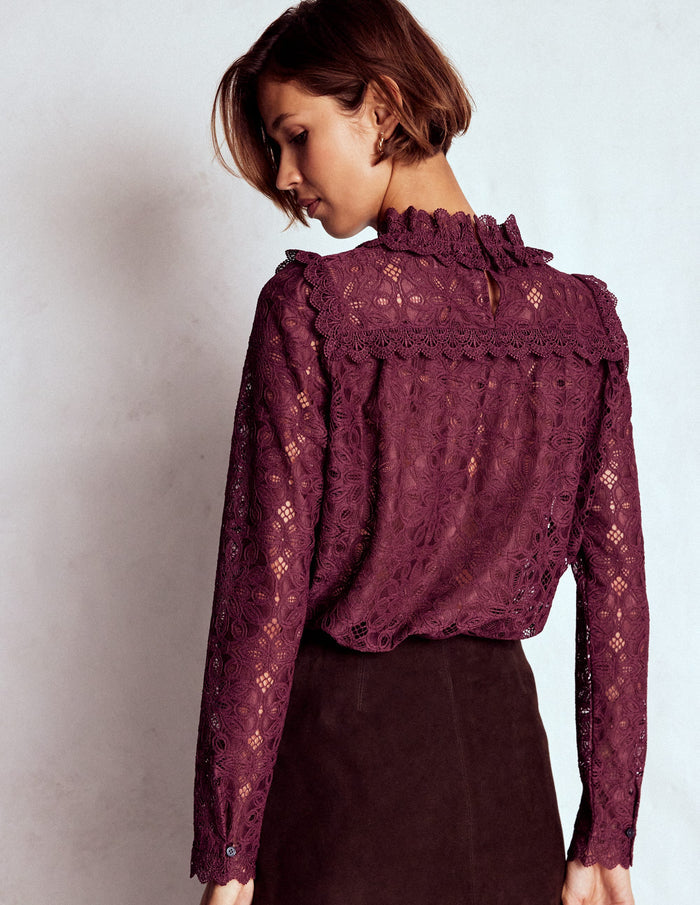 Lace Trim Detail Top Deep Wisteria