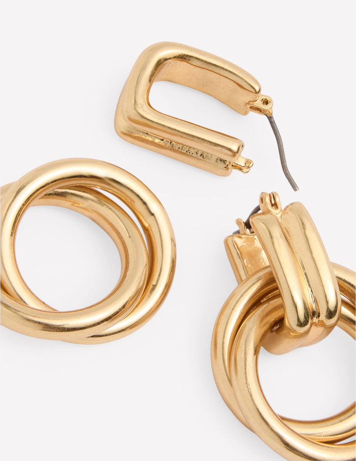 Double Twist Earrings Gold Colour