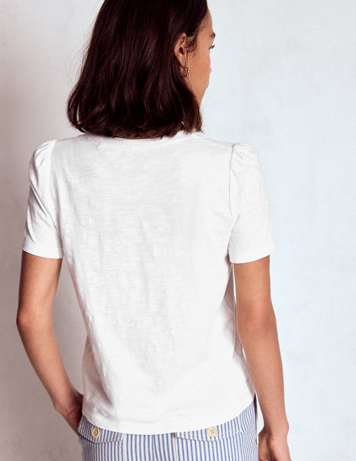 Cotton Puff Sleeve T-Shirt White