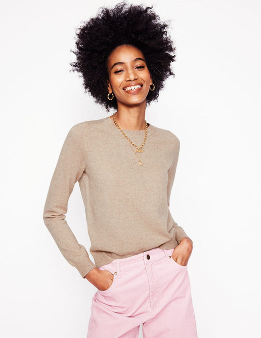 Eva Cashmere Crew Neck Sweater Chinchilla Melange