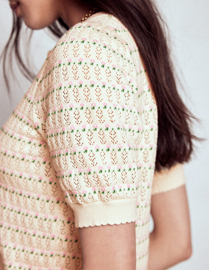 Dot Pointelle Cardigan Pretty Floral Fair Isle