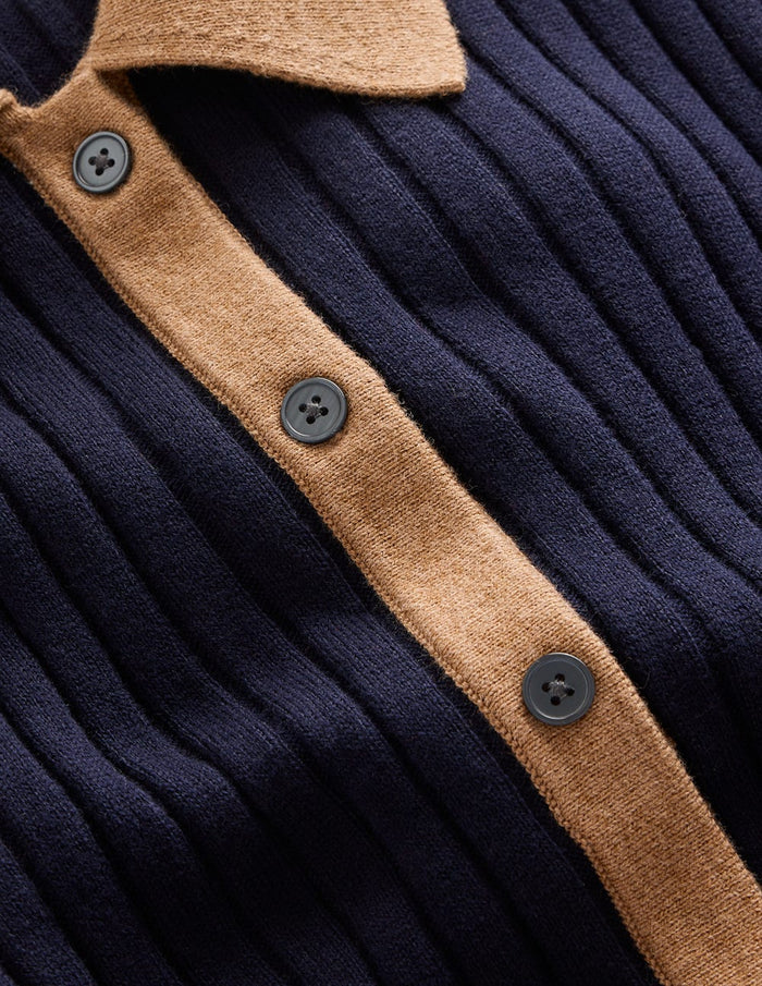 Rachel Knitted Shirt Dress Navy