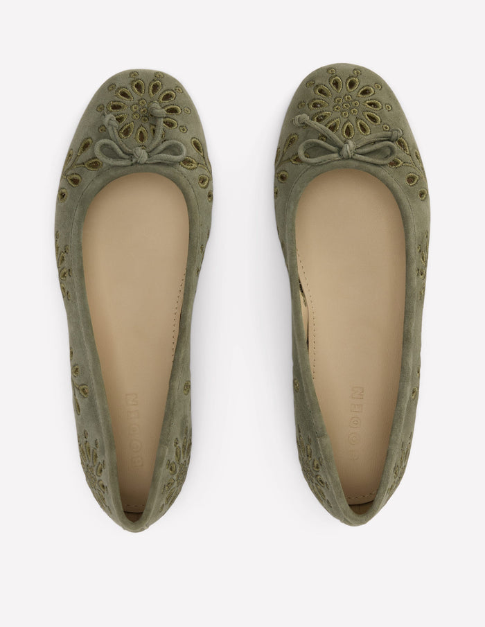 Cut Out Ballet Flats Deep Olive
