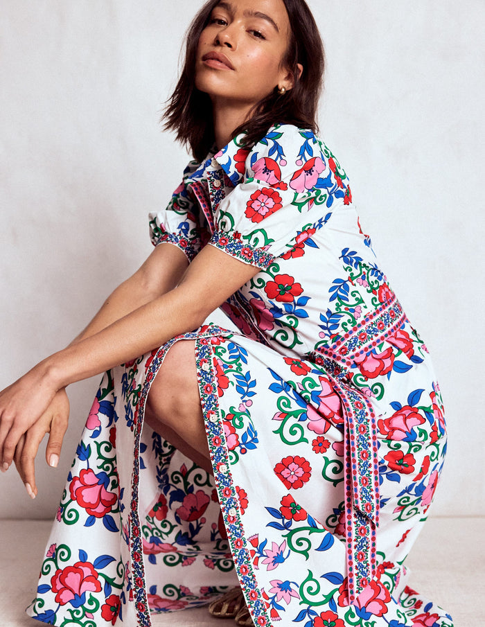 Alexa Maxi Shirt Dress Multi, Ornamental Lattice