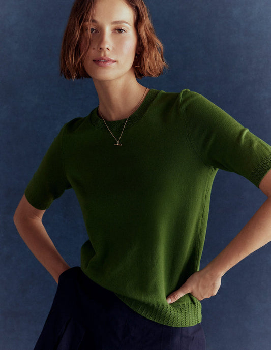 Emilia Cotton Crew T-shirt Promenade Green