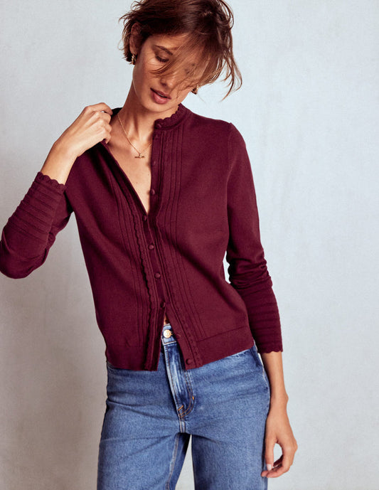 Angela Cotton Scallop Cardigan Deep Wisteria
