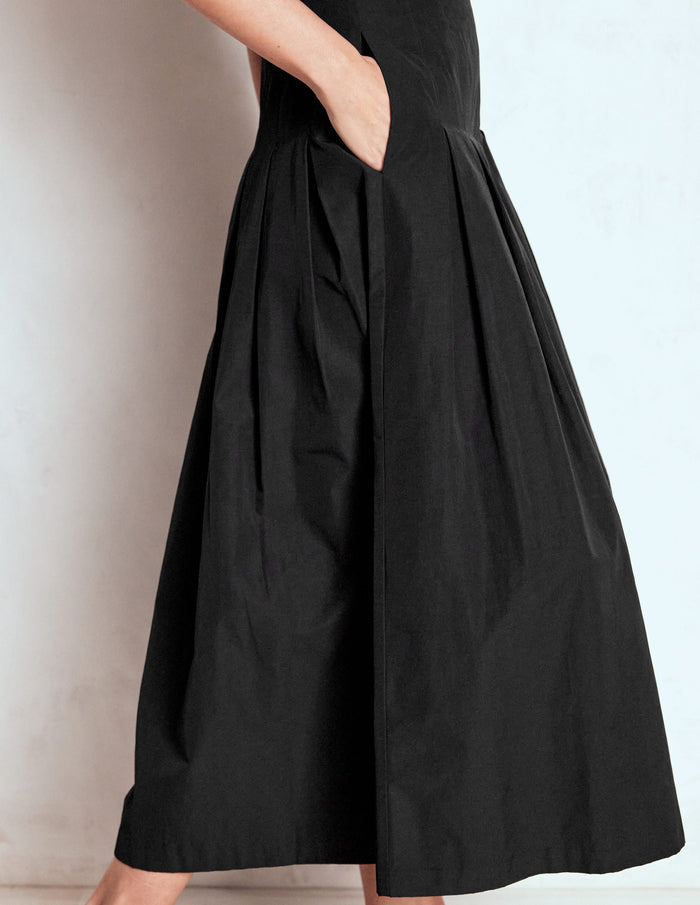 Valentina Taffeta Midi Skirt Black