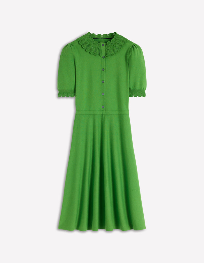 Melina Ruffle Knitted Dress Paradise Green