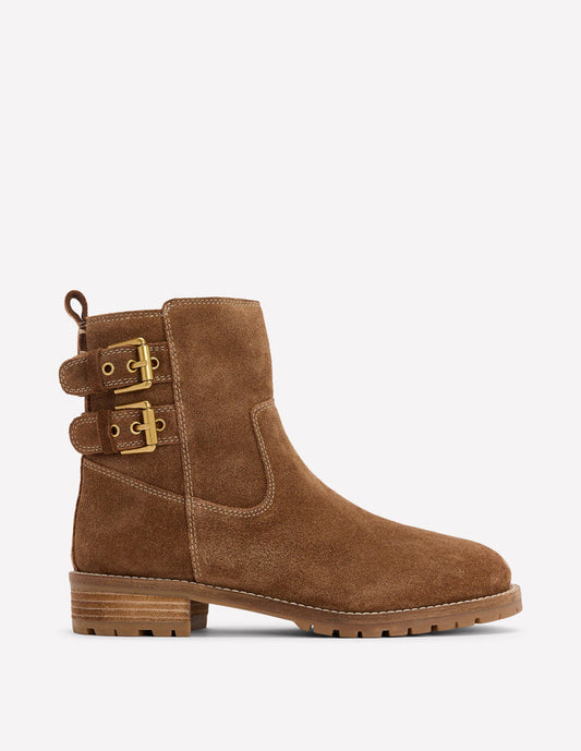 Buckle Ankle Boots Tan
