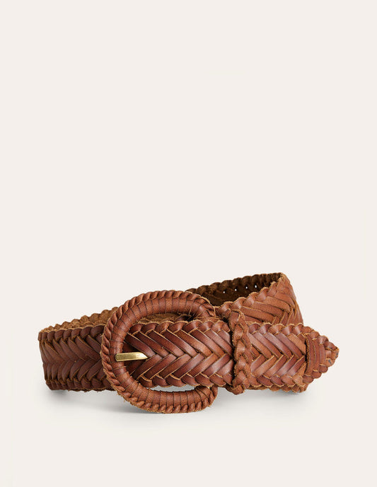 Woven Leather Belt Tan