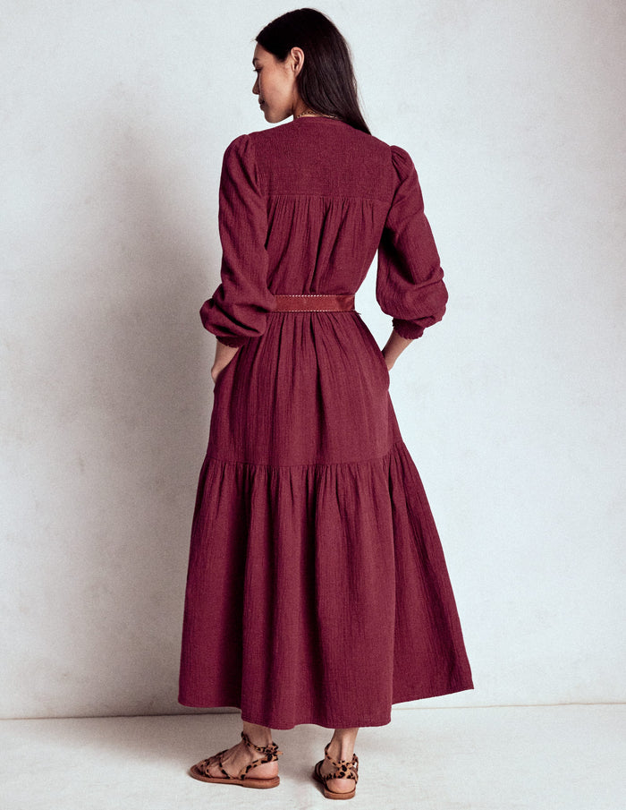 Cecily Double Cloth Midi Dress Deep Wisteria