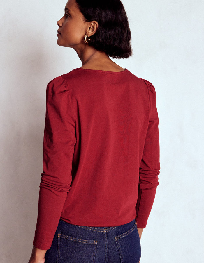 Flora Lace V-neck Top Burgundy Red
