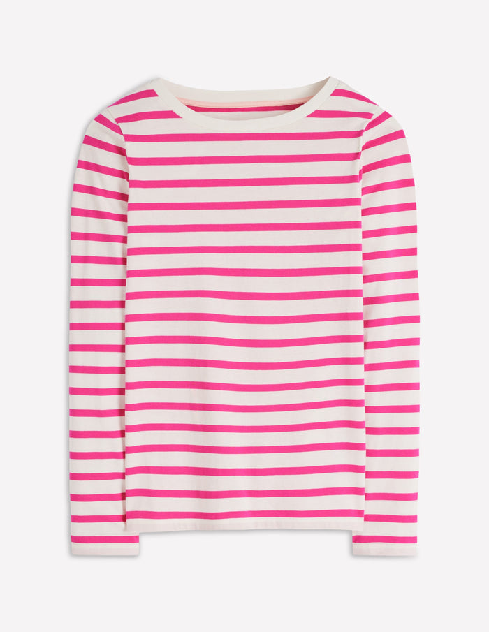 Olivia Long Sleeve Breton Pink Peony Stripe