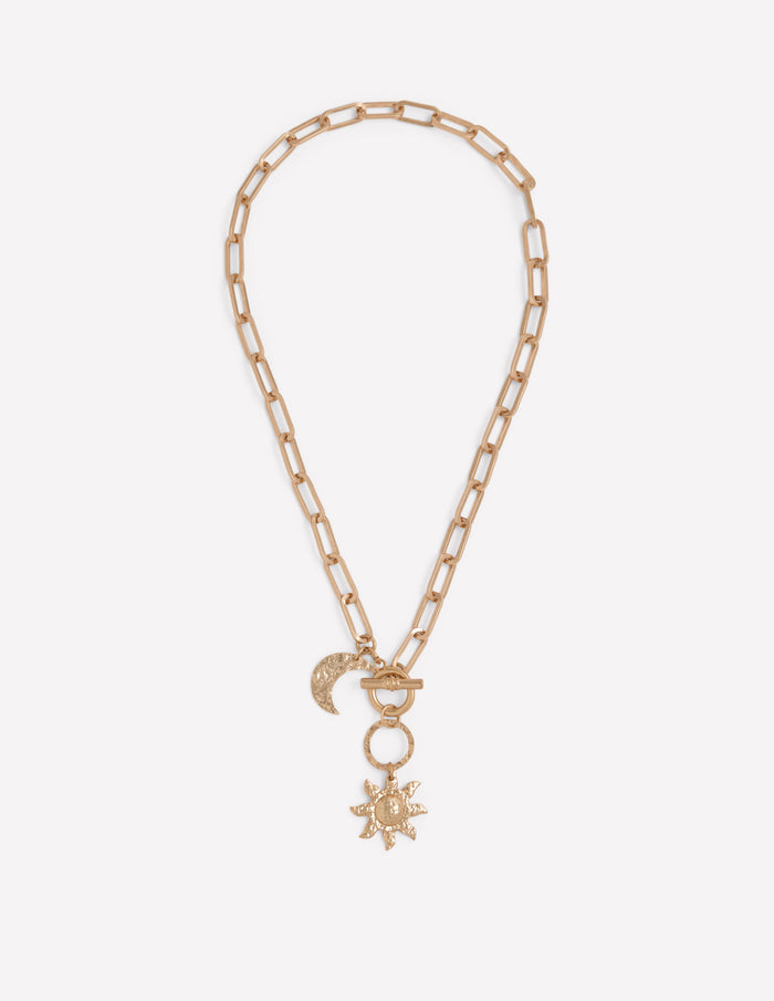 Hammered Motif Necklace Gold Colour