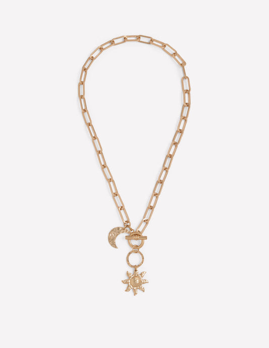 Hammered Motif Necklace Gold Colour