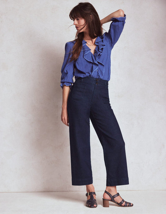 Patch Pocket Cropped Pants Indigo Braid
