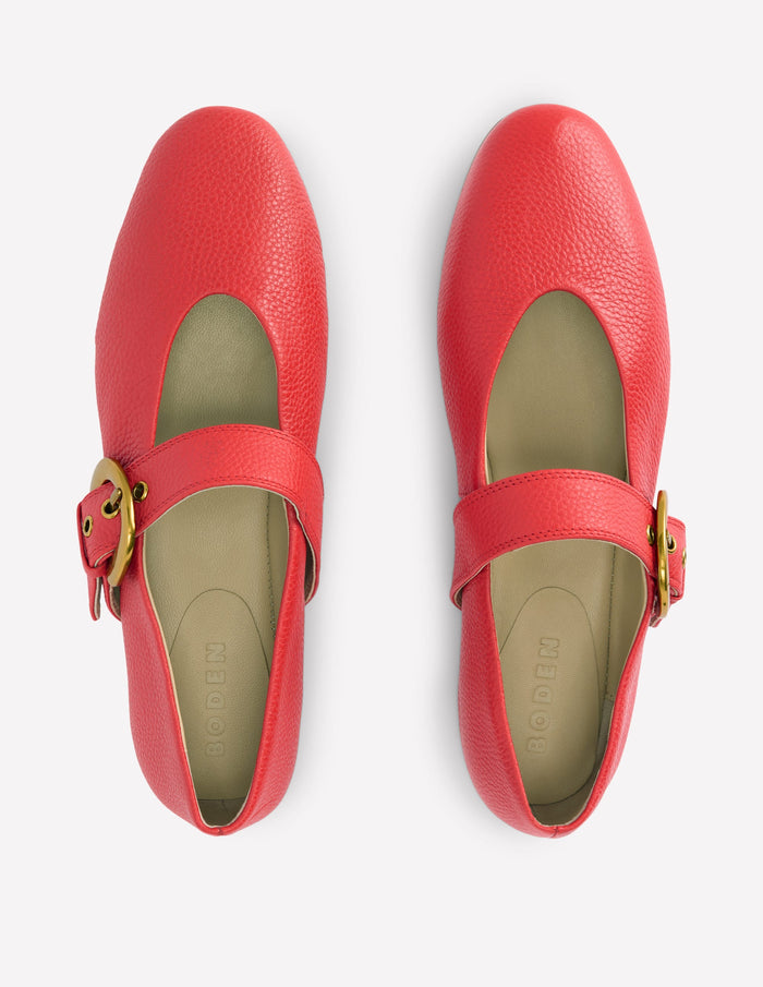 Kylie Flat Buckle Mary Jane Post Box Red