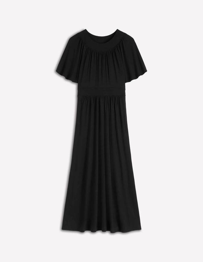 Yoke Panel Maxi Dress Black