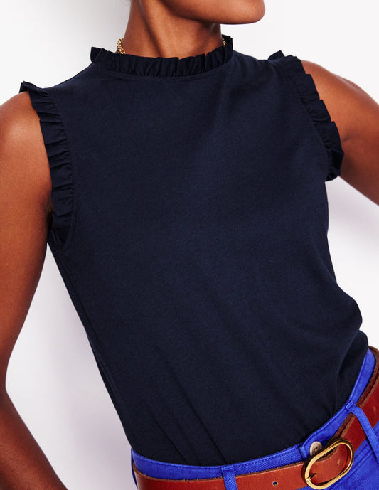 Supersoft Frill Detail Vest Navy
