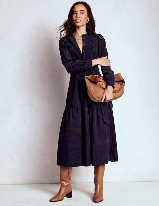 Cecily Cord Midi Dress Navy