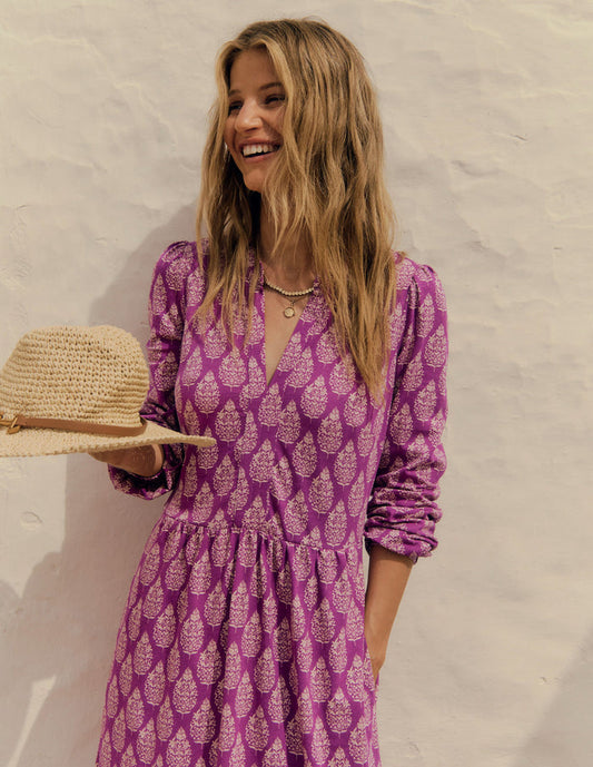 Naomi Relaxed Jersey Dress Purple, Wildflower Bouquet