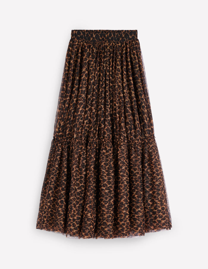 Anna Tulle Midi Skirt Leopard