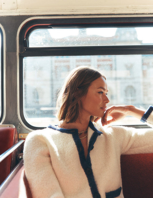 Holly Boucle Knitted Jacket Warm Ivory, Boucle