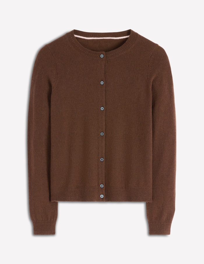 Eva Cashmere Crew Cardigan Mocha
