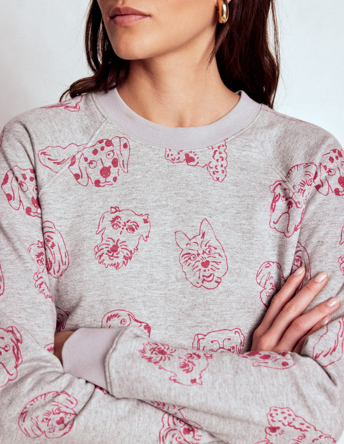 Rosa Printed Sweatshirt Grey and Pink Yarrow, Dogs