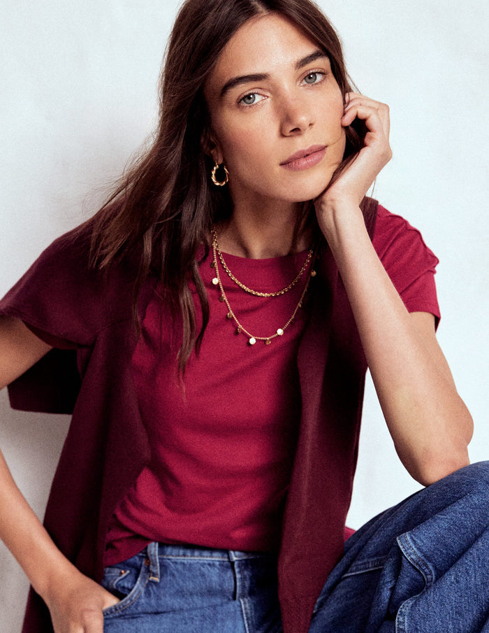 Supersoft Boat Neck T-Shirt Burgundy Red