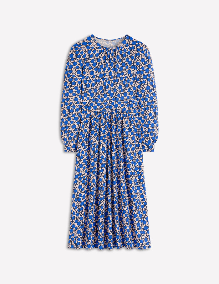 Alexandra Jersey Midi Dress Kingfisher Blue, Floweret Vine