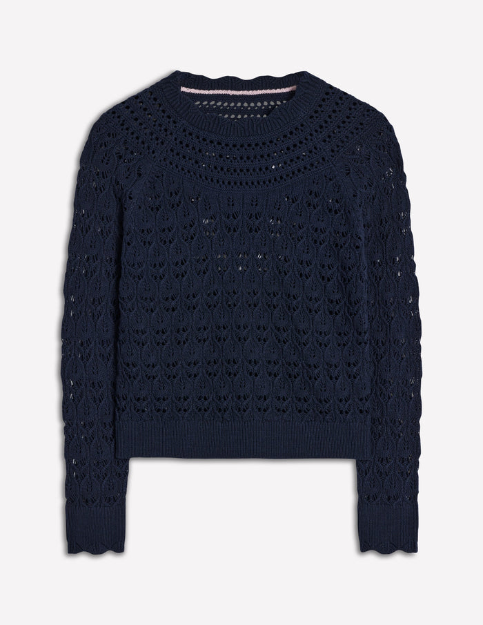 Crochet Mix Stitch Sweater Navy
