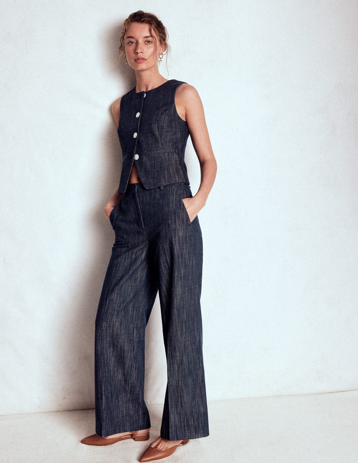 Tailored Twill Waistcoat Navy, Indigo