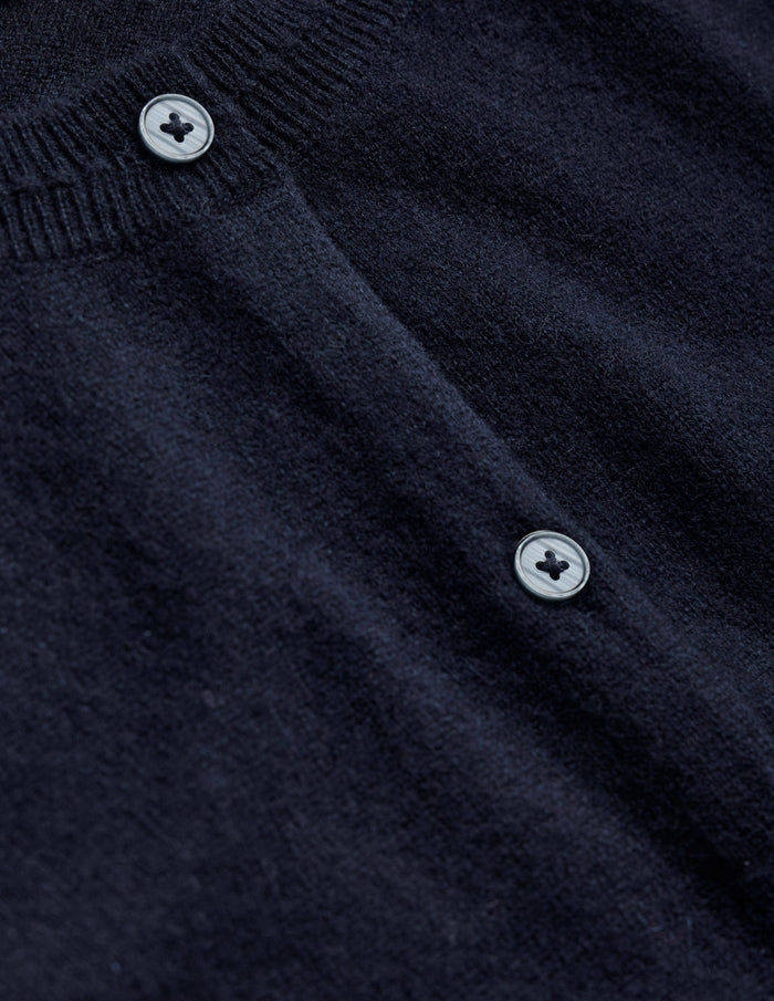 Eva Cashmere Crew Cardigan Navy