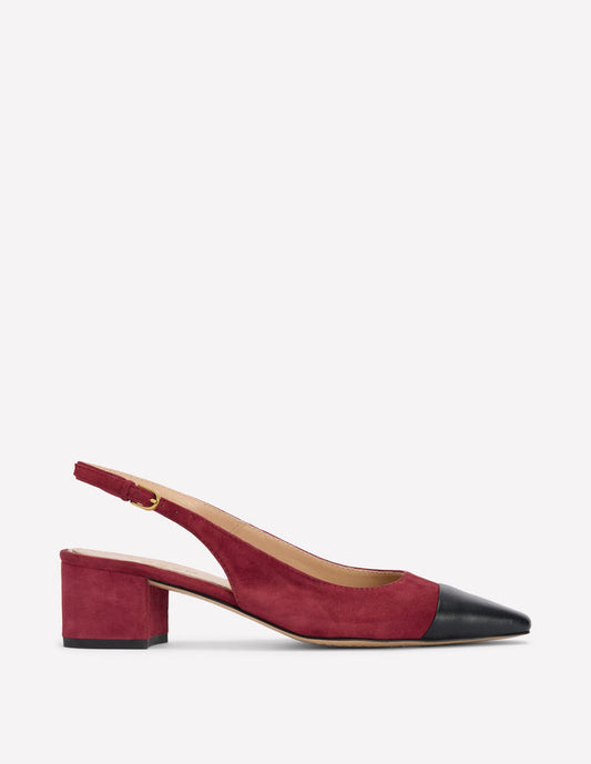 Ailsa Block Heel Slingbacks Oxblood