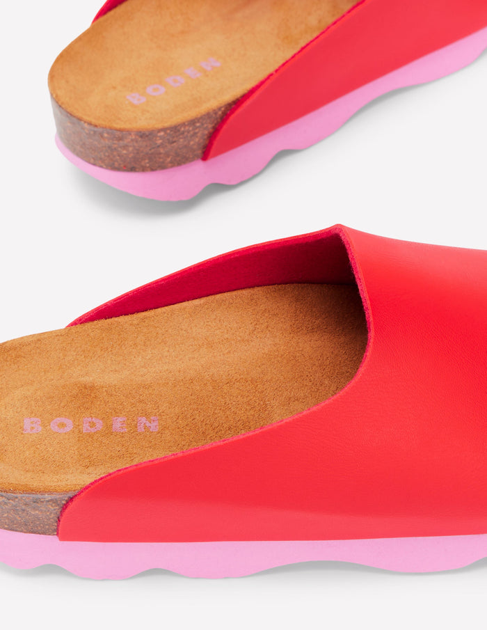 Lyla Colour Block Clogs Post Box Red/Soft Pink