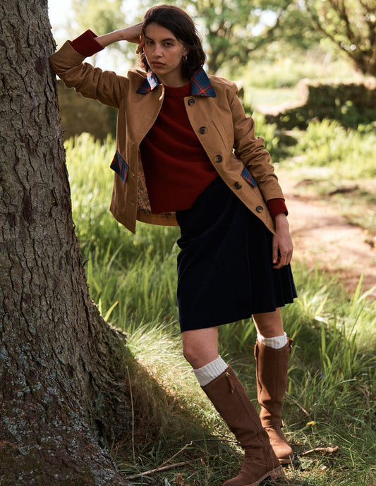 Helen Cord Kilt Skirt Navy