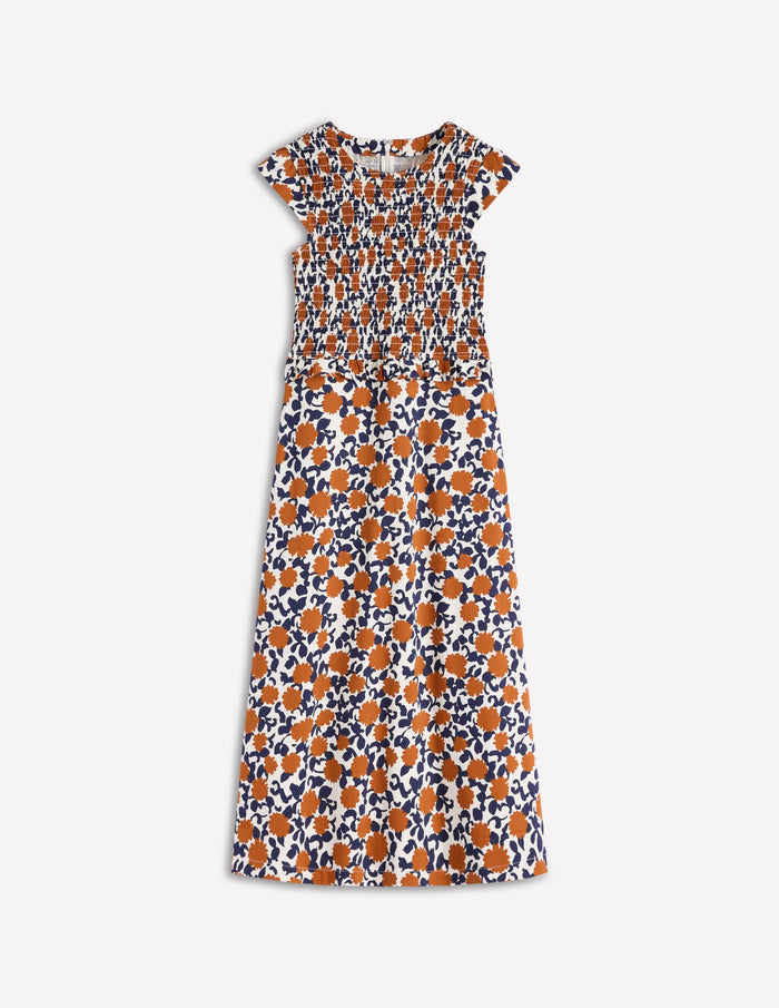 Carolina Smocked Midi Dress Cognanc, Floweret Vine