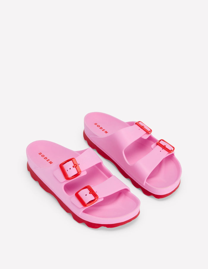Lyla Double Buckle Sliders Soft Pink